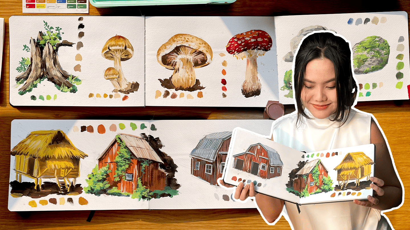 Gouache 04: Vẽ một số tĩnh vật thường có trong tranh phong cảnh