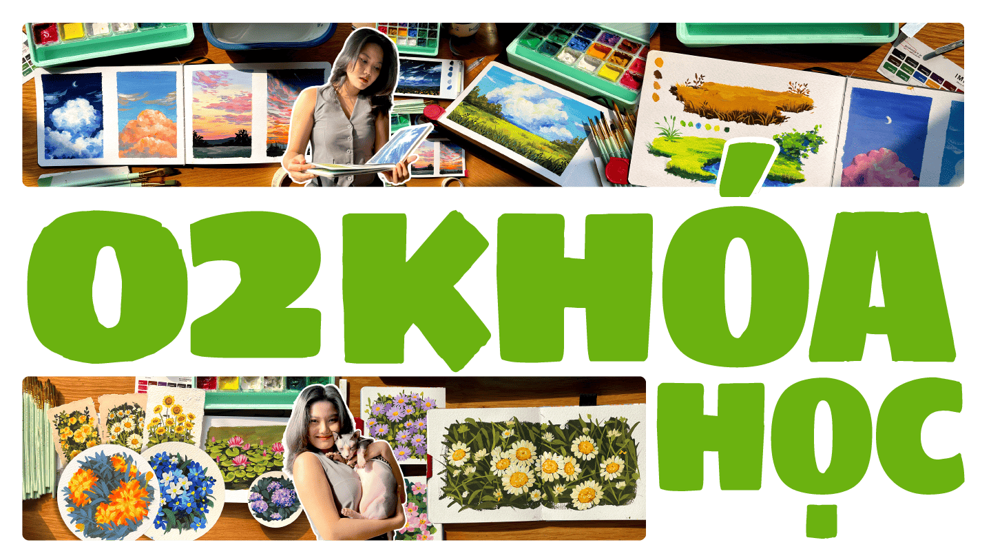 Combo 02 khóa học vẽ thư giãn với tiểu cảnh thiên nhiên và hoa
