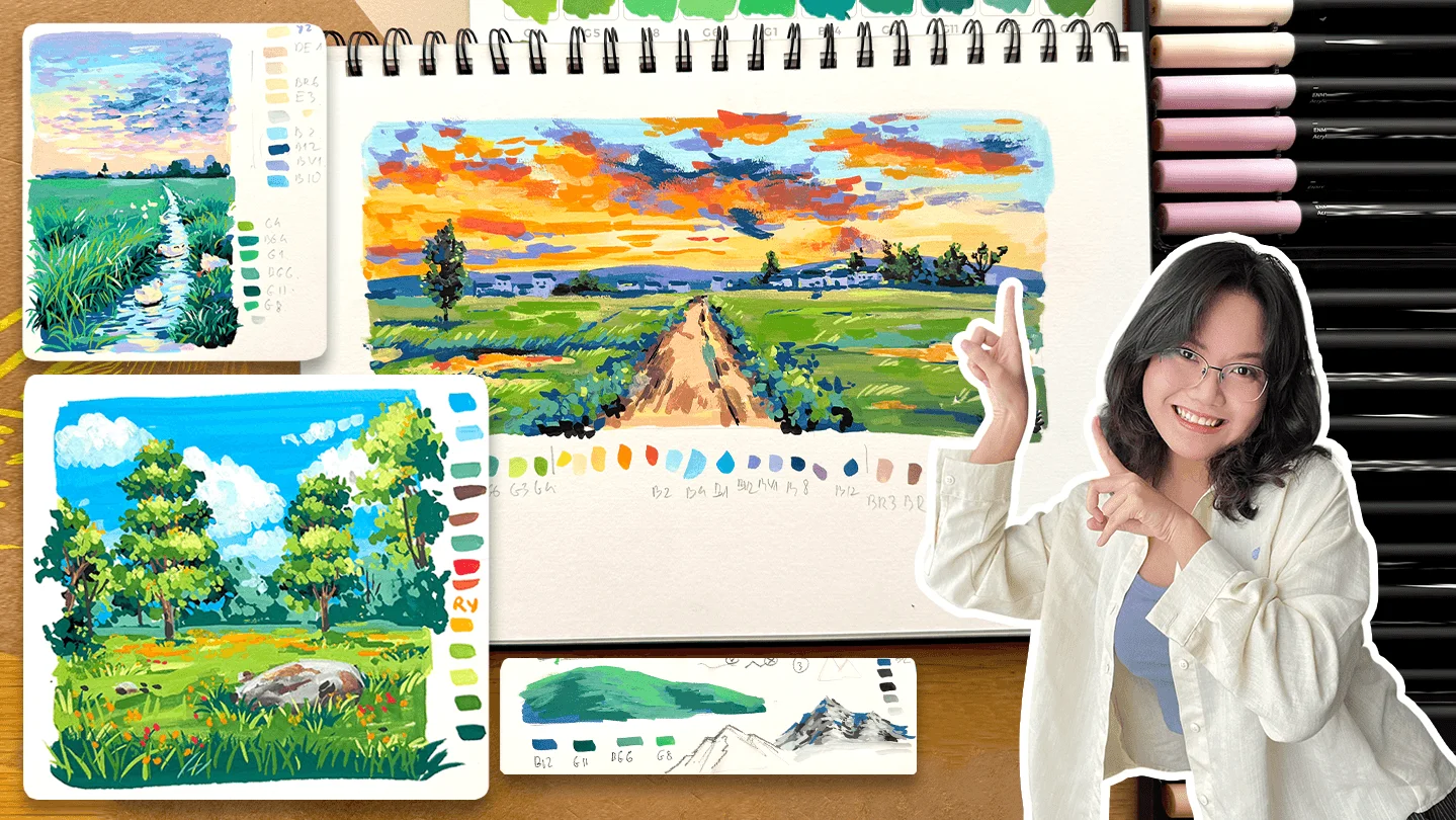 Acrylic Marker 02: Vẽ phong cảnh bằng acrylic marker từ cơ bản cho người mới