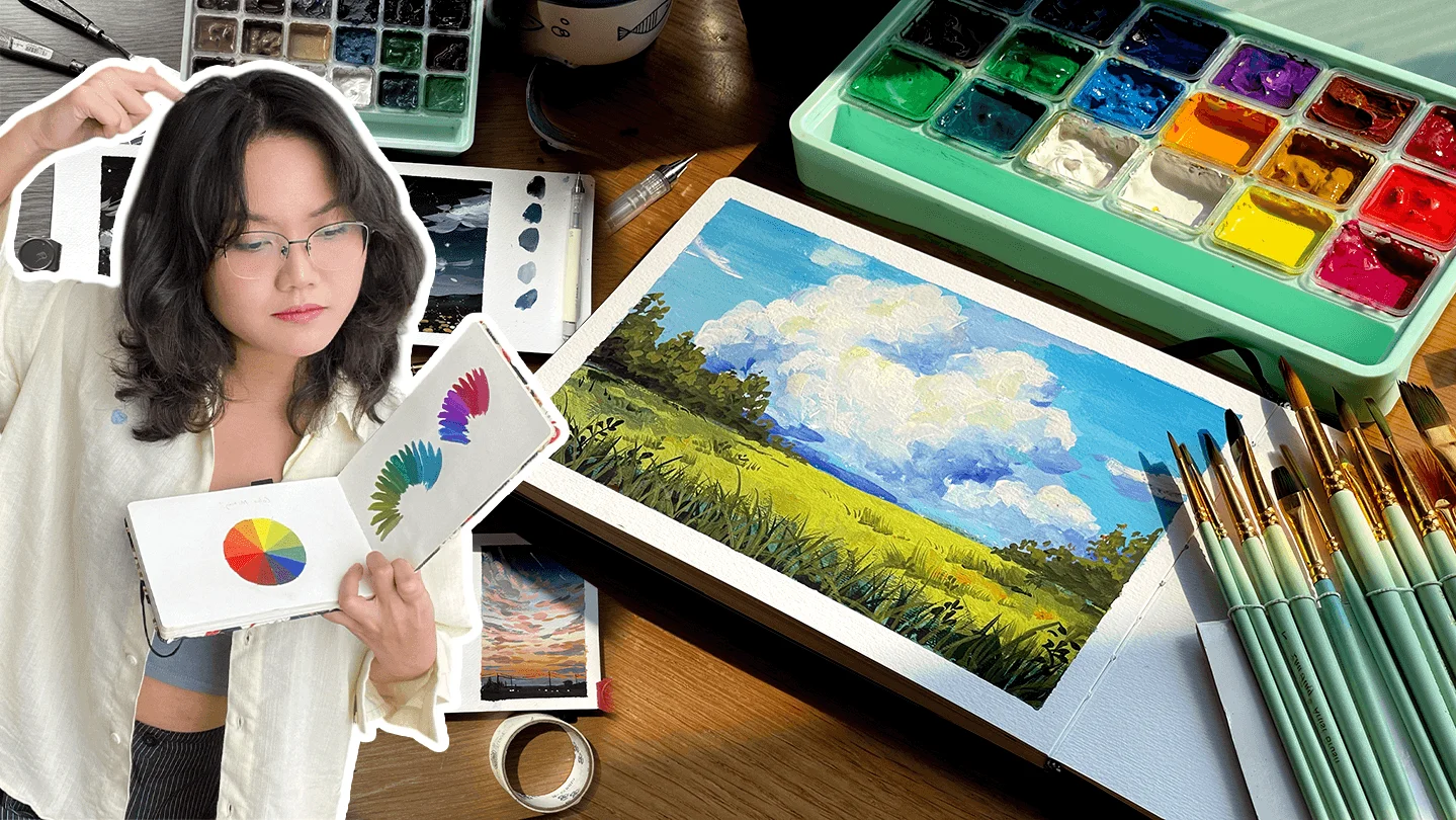 Gouache 01: Vẽ màu gouache cơ bản – làm chủ kỹ thuật vẽ phong cảnh