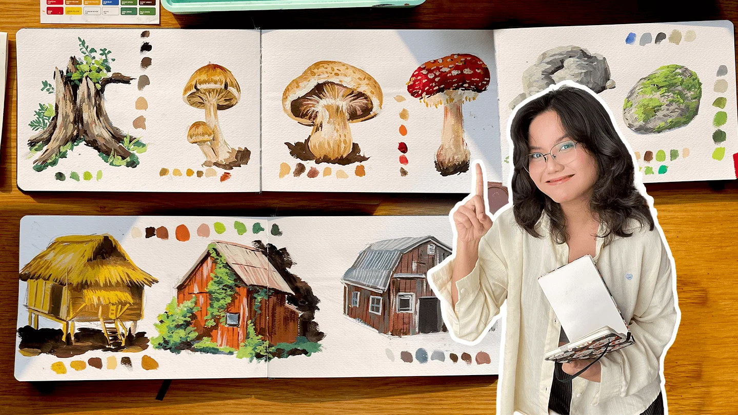 Gouache 04: Vẽ một số tĩnh vật thường có trong tranh phong cảnh