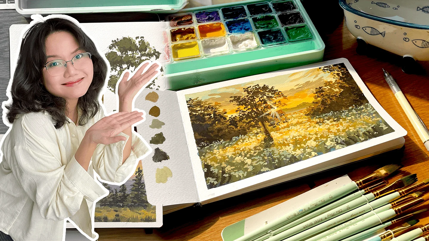 Gouache 03: Sử dụng phối cảnh và màu sắc trong tranh phong cảnh